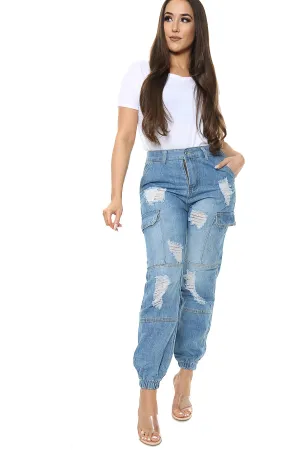 Blue Boyfriend Cargo Jeans