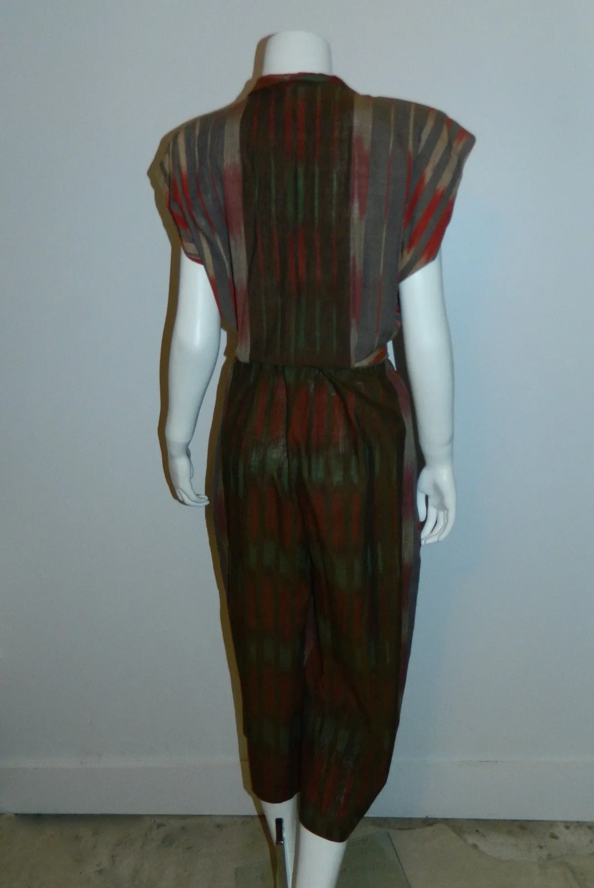 1980s Ikat jumpsuit / vintage Regina Kravitz cotton romper S