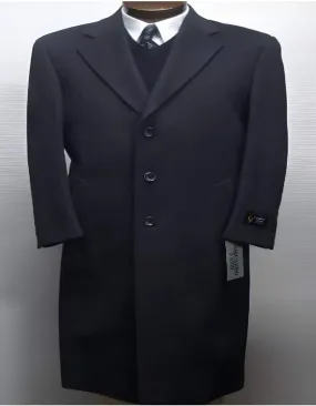 45 Inch Dark Charcoal Gray classic model features button front Wool men's Overcoat