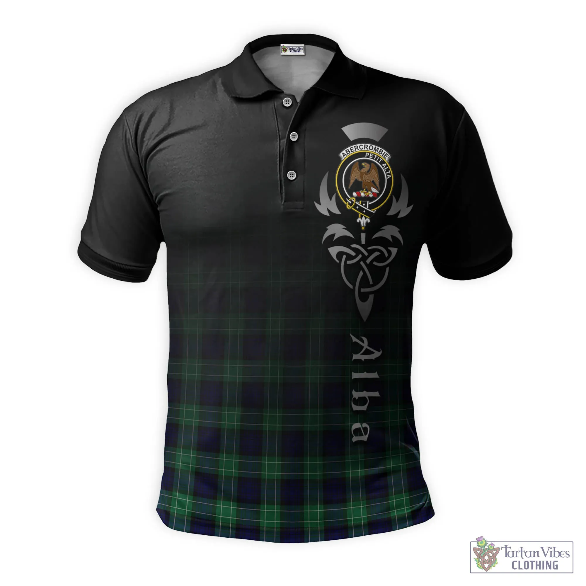 Abercrombie Tartan Polo Shirt Featuring Alba Gu Brath Family Crest Celtic Inspired