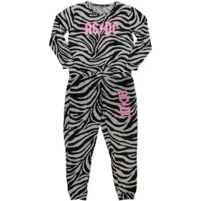 AC/DC Womens/Ladies Zebra Print Logo Long Pyjama Set