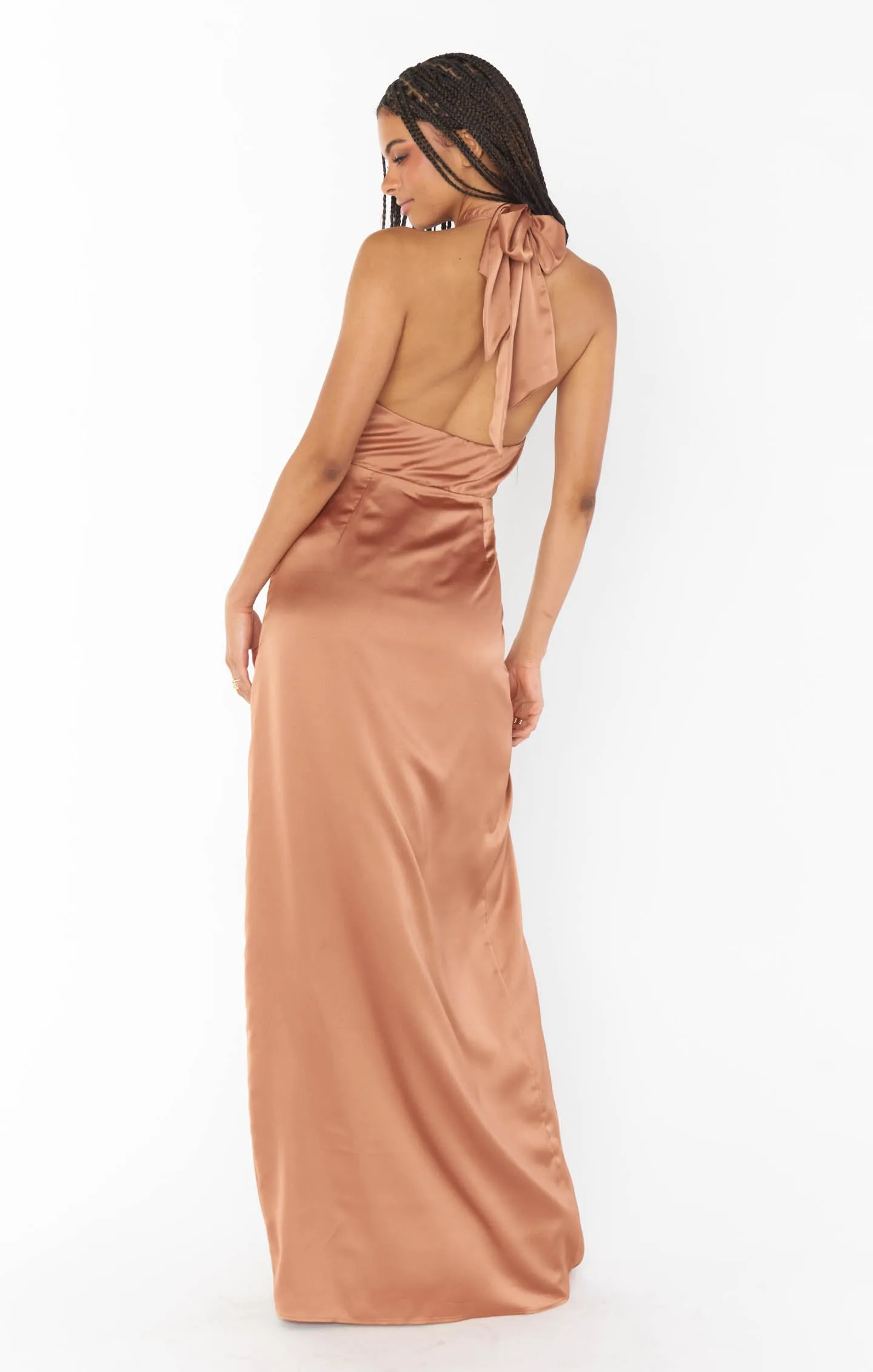 Adele Halter Maxi Dress ~ Copper Luxe Satin