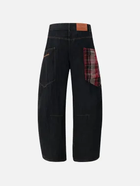 Aelfric Eden Plaid Pocket Barrel Loose Jeans