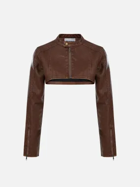 Aelfric Eden Washed Cropped Faux Leather Jacket