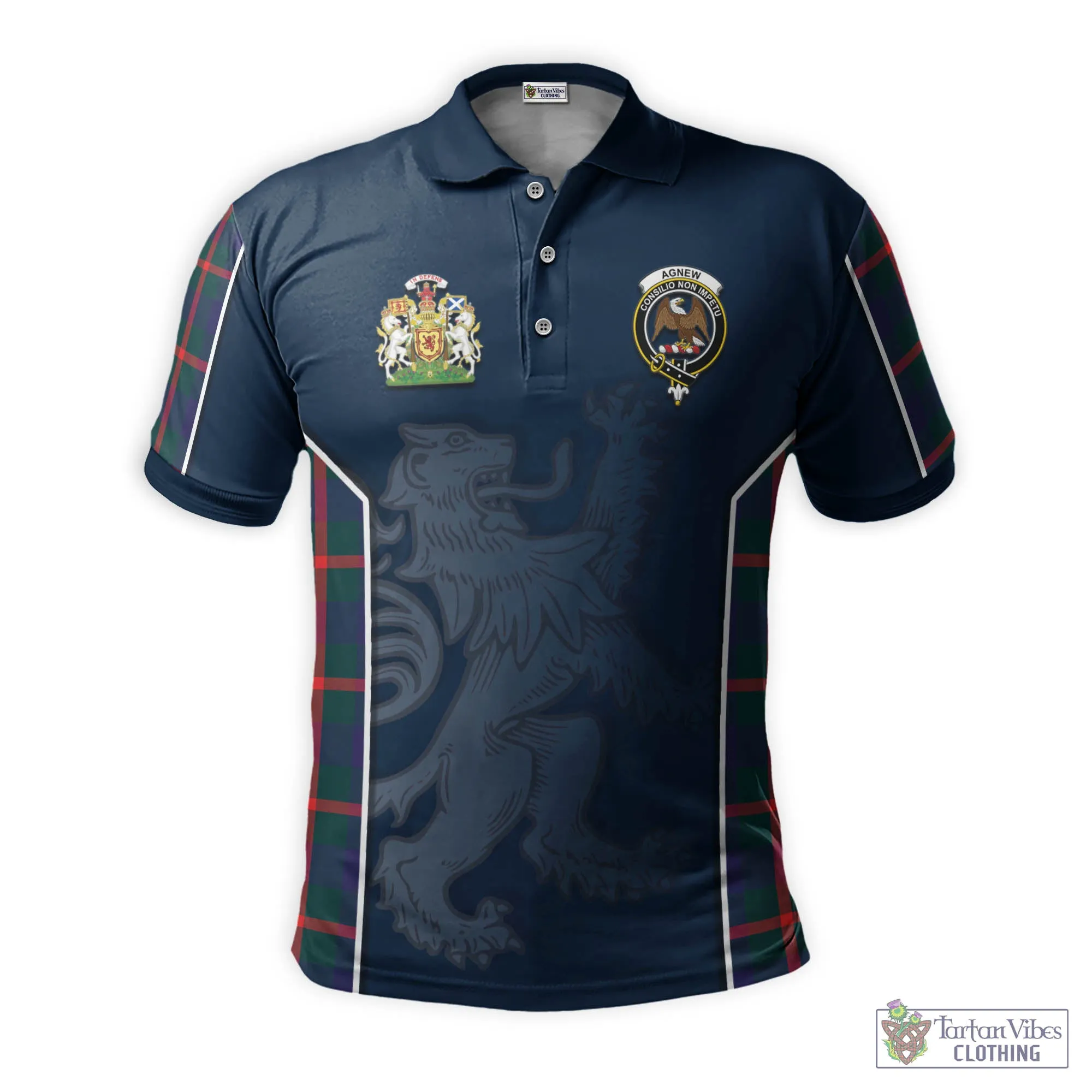 Agnew Tartan Men's Polo Shirt with Family Crest and Lion Rampant Vibes Sport Style