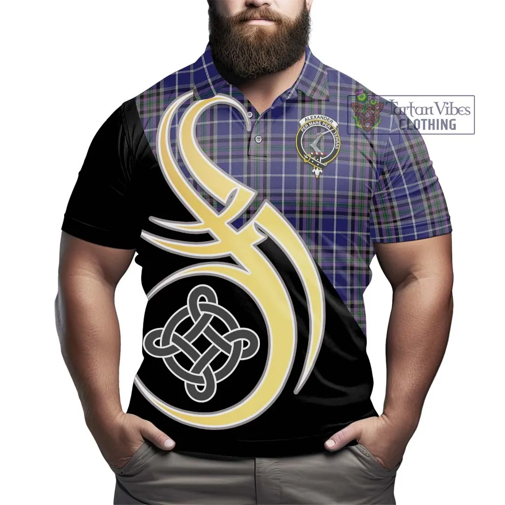 Alexander of Menstry Tartan Polo Shirt with Family Crest and Celtic Symbol Style