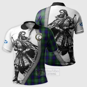 Alexander Tartan Clan Crest Polo Shirt with Highlander Warrior Celtic Style