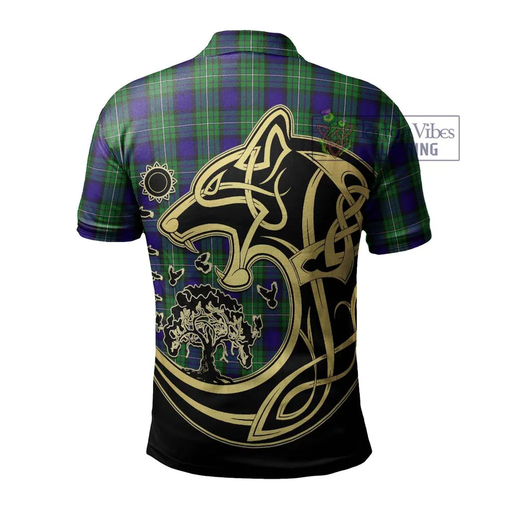 Alexander Tartan Polo Shirt with Family Crest Celtic Wolf Style