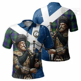 Alexander Tartan Polo Shirt with Family Crest Scottish Bagpiper Vibes