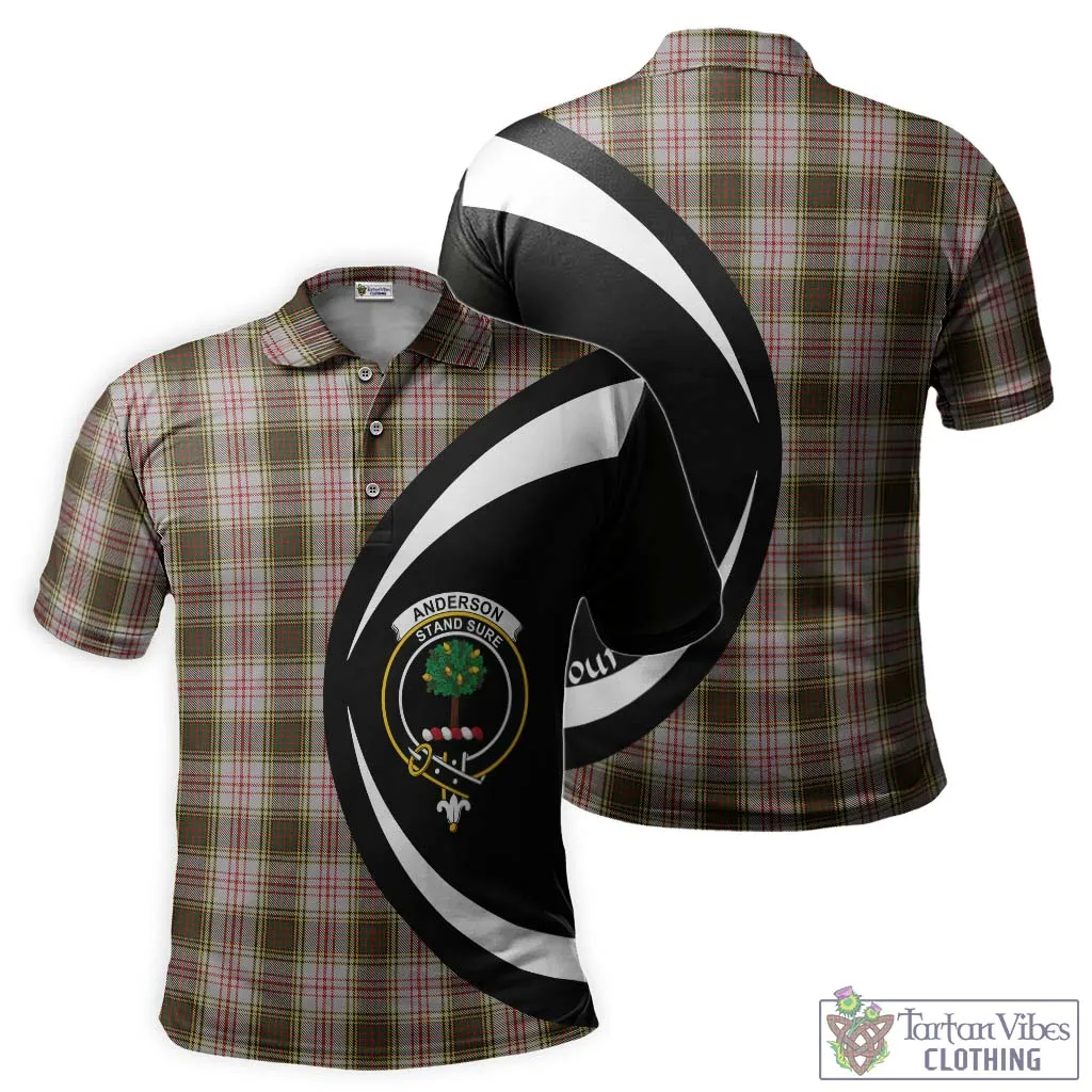 Anderson Dress Tartan Men's Polo Shirt with Family Crest Circle Style