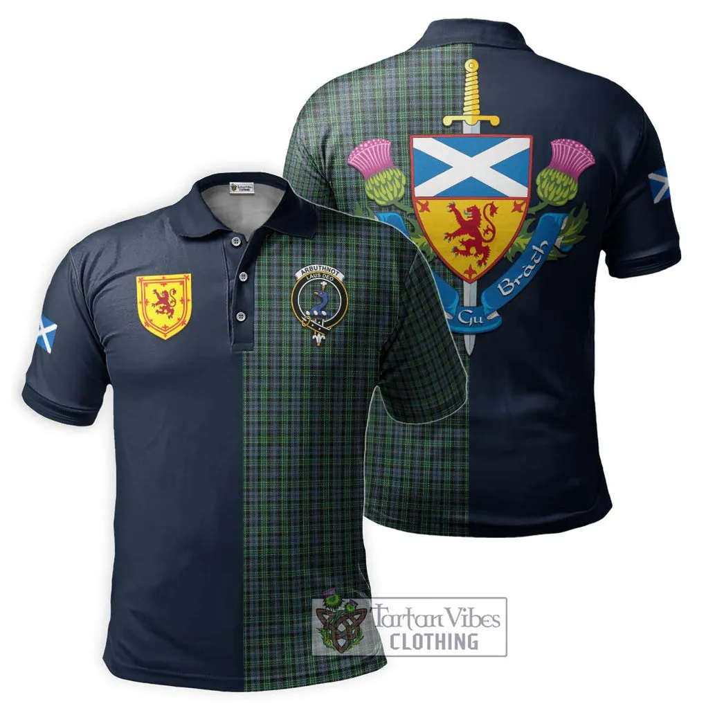 Arbuthnot Tartan Polo Shirt Alba with Scottish Lion Royal Arm Half Style