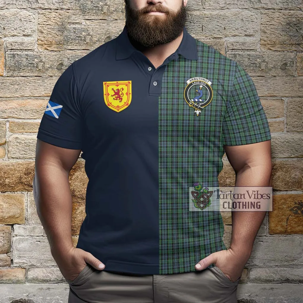 Arbuthnot Tartan Polo Shirt Alba with Scottish Lion Royal Arm Half Style