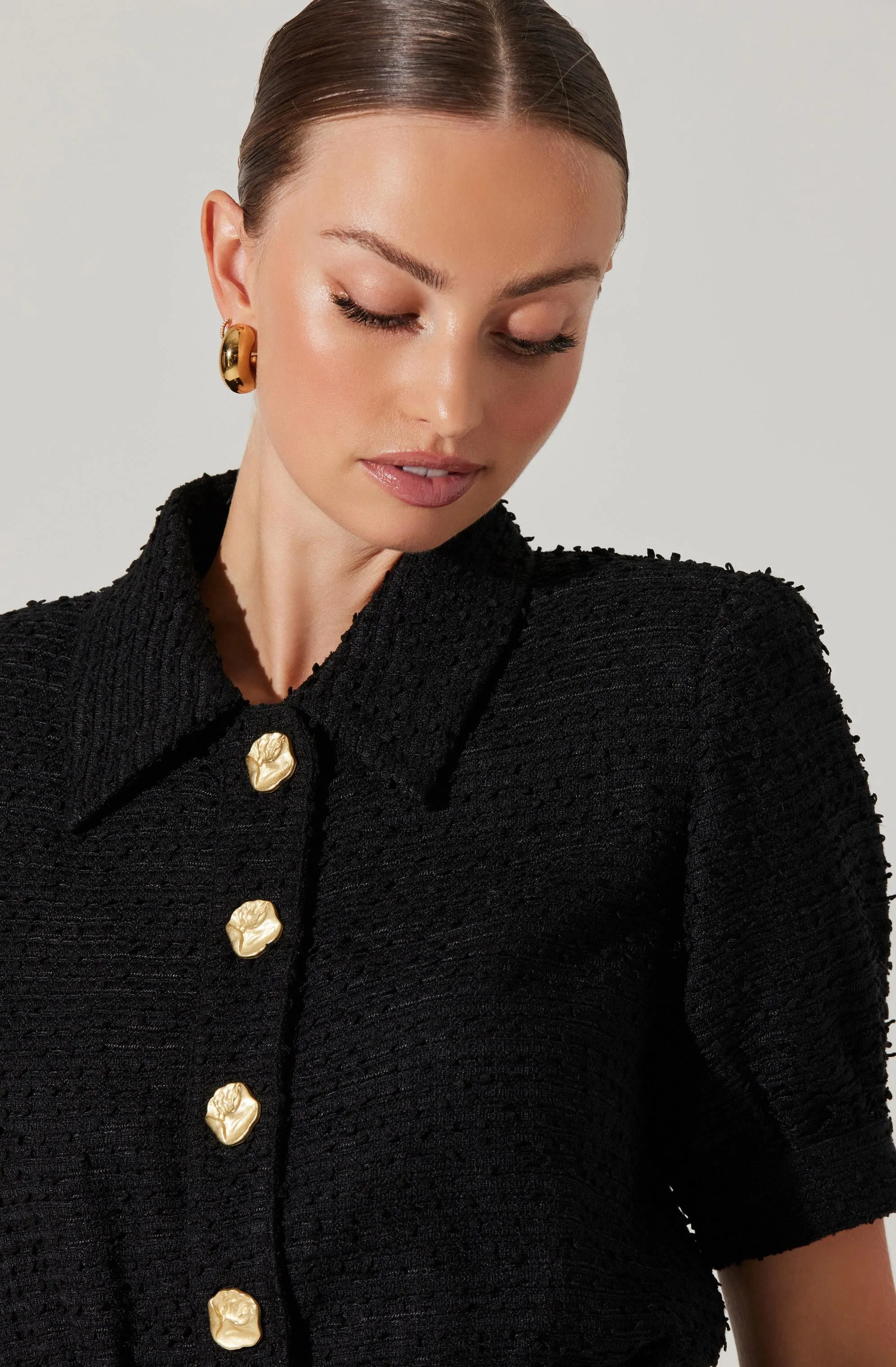 AST Bronwyn Black Puff Sleeve Tweed Jacket