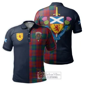 Auchinleck (Affleck) Tartan Polo Shirt Alba with Scottish Lion Royal Arm Half Style