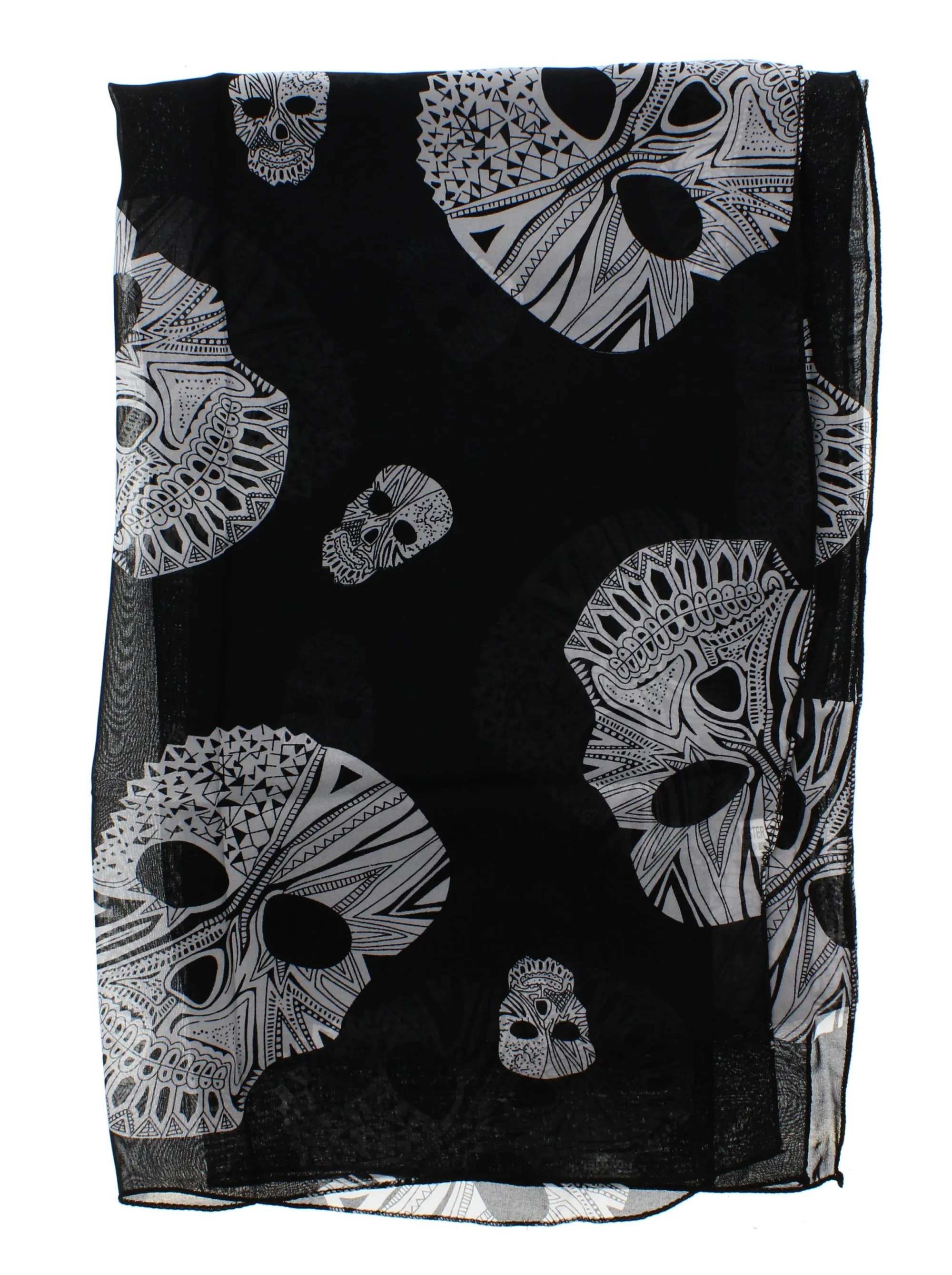 Aztec Skull Print Chiffon Scarf