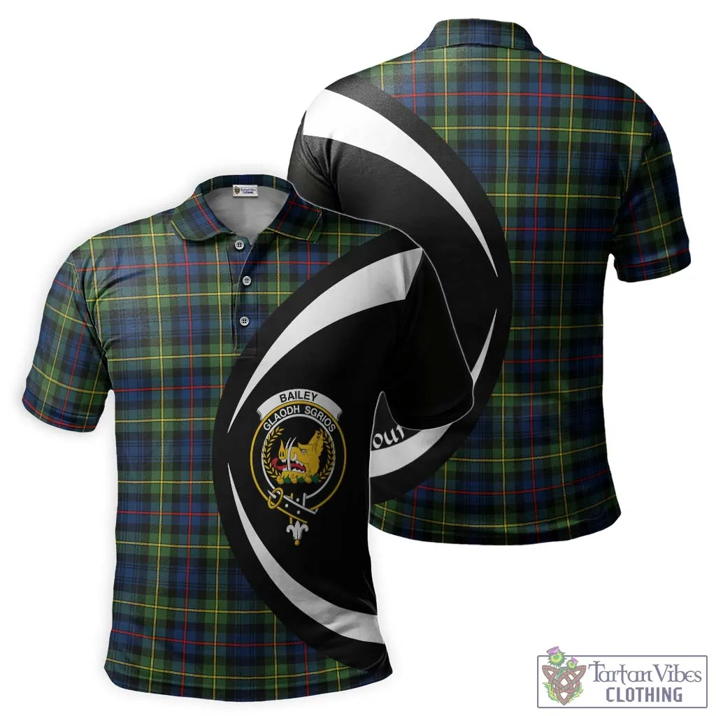 Bailey Modern Tartan Men's Polo Shirt with Family Crest Circle Style