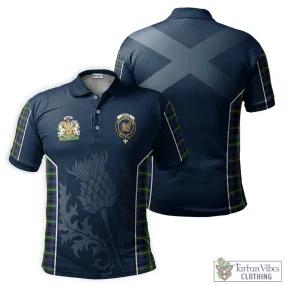 Baillie of Polkemmet Tartan Men's Polo Shirt with Family Crest and Scottish Thistle Vibes Sport Style