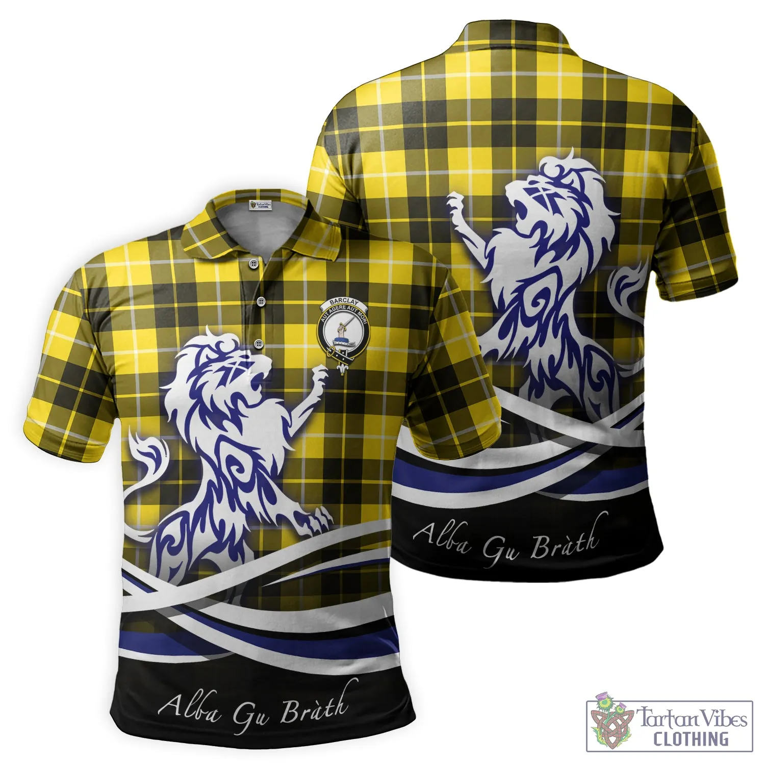 Barclay Dress Modern Tartan Polo Shirt with Alba Gu Brath Regal Lion Emblem