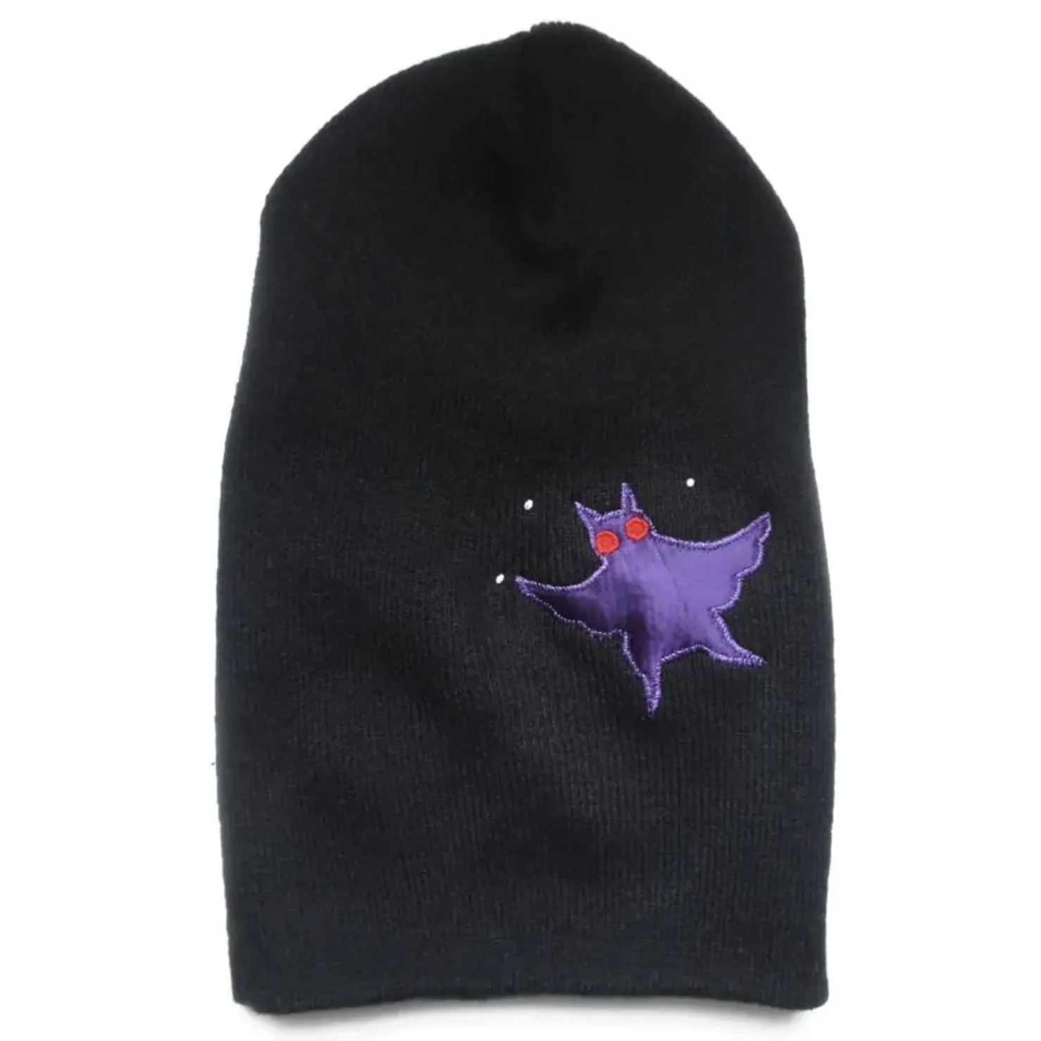 Beanie - Black With Shiny Mothman Applique