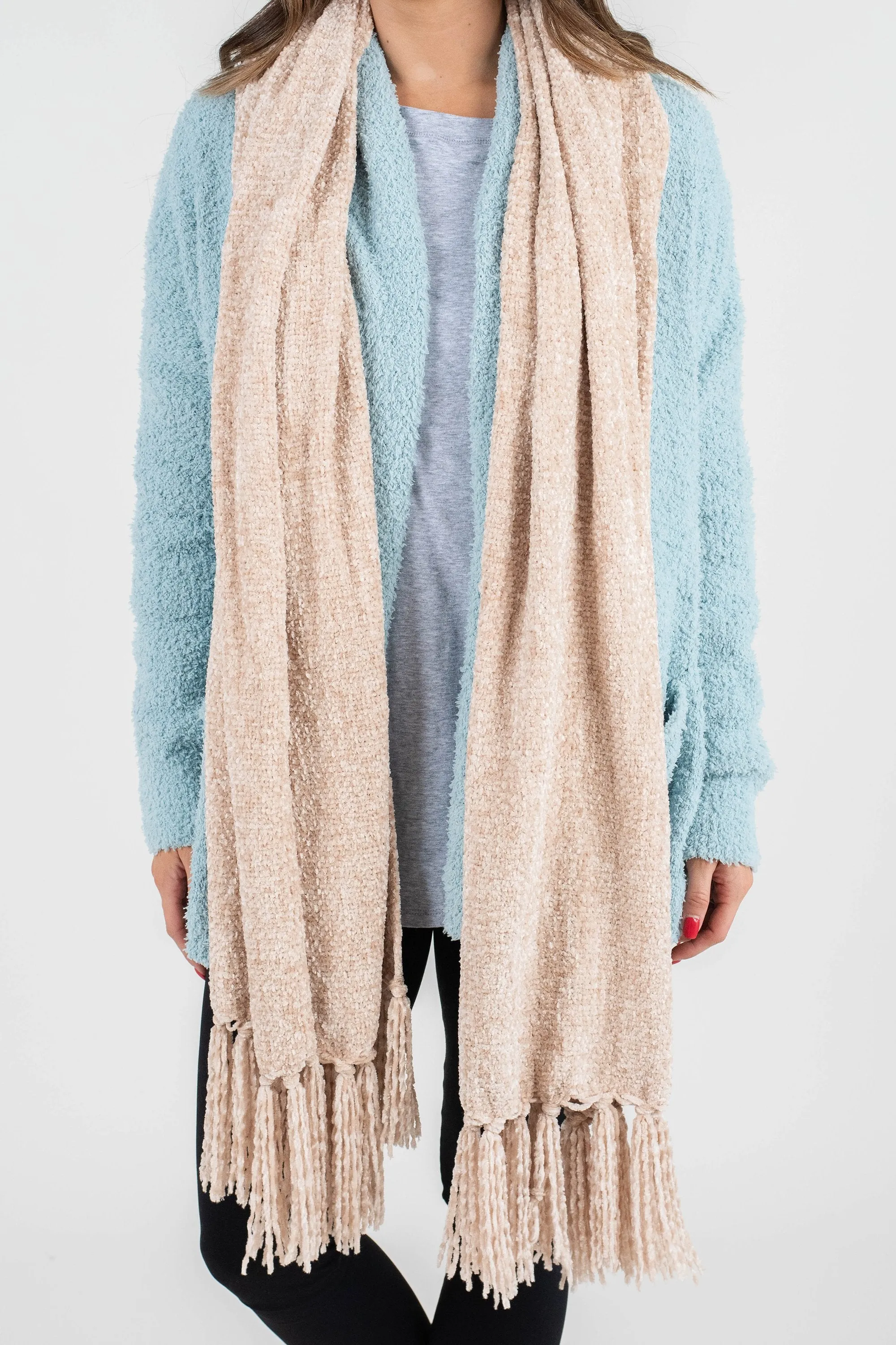 Beautiful New Day Cream White Chenille Scarf