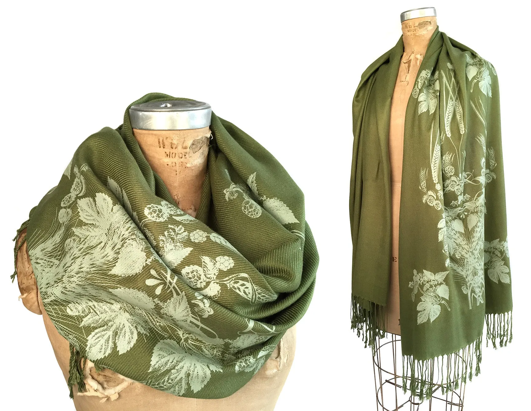 Beer! Hops & Wheat Print Pashmina Scarf