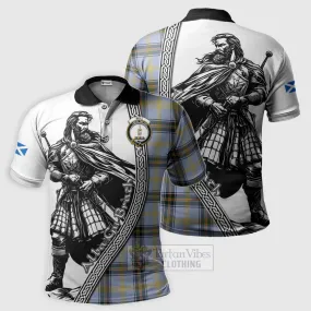 Bell Tartan Clan Crest Polo Shirt with Highlander Warrior Celtic Style