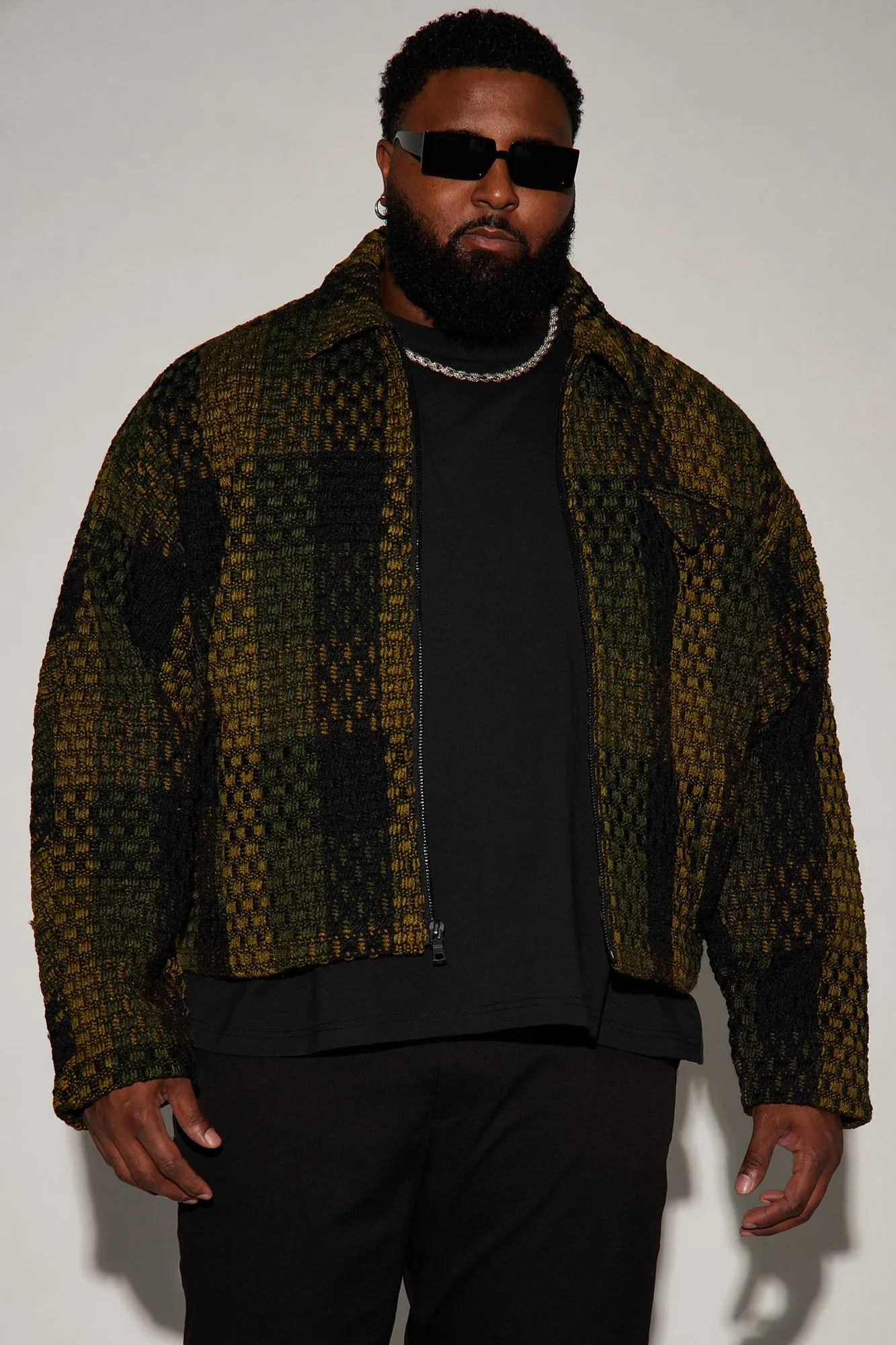 Beverly Tweed Cropped Chore Jacket - Green/combo