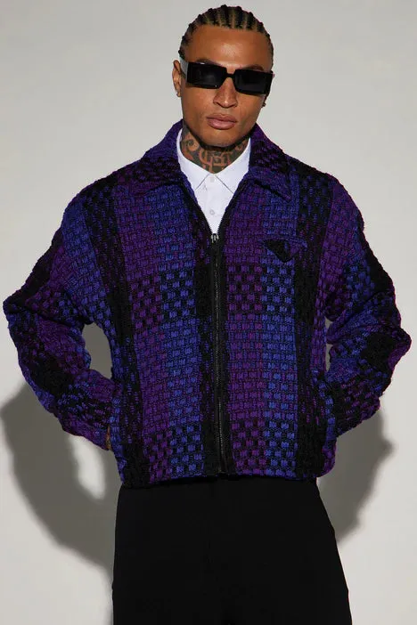 Beverly Tweed Cropped Chore Jacket - Purple/combo