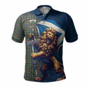 Bisset Tartan Family Crest Men's Polo Shirt with Scottish Majestic Lion