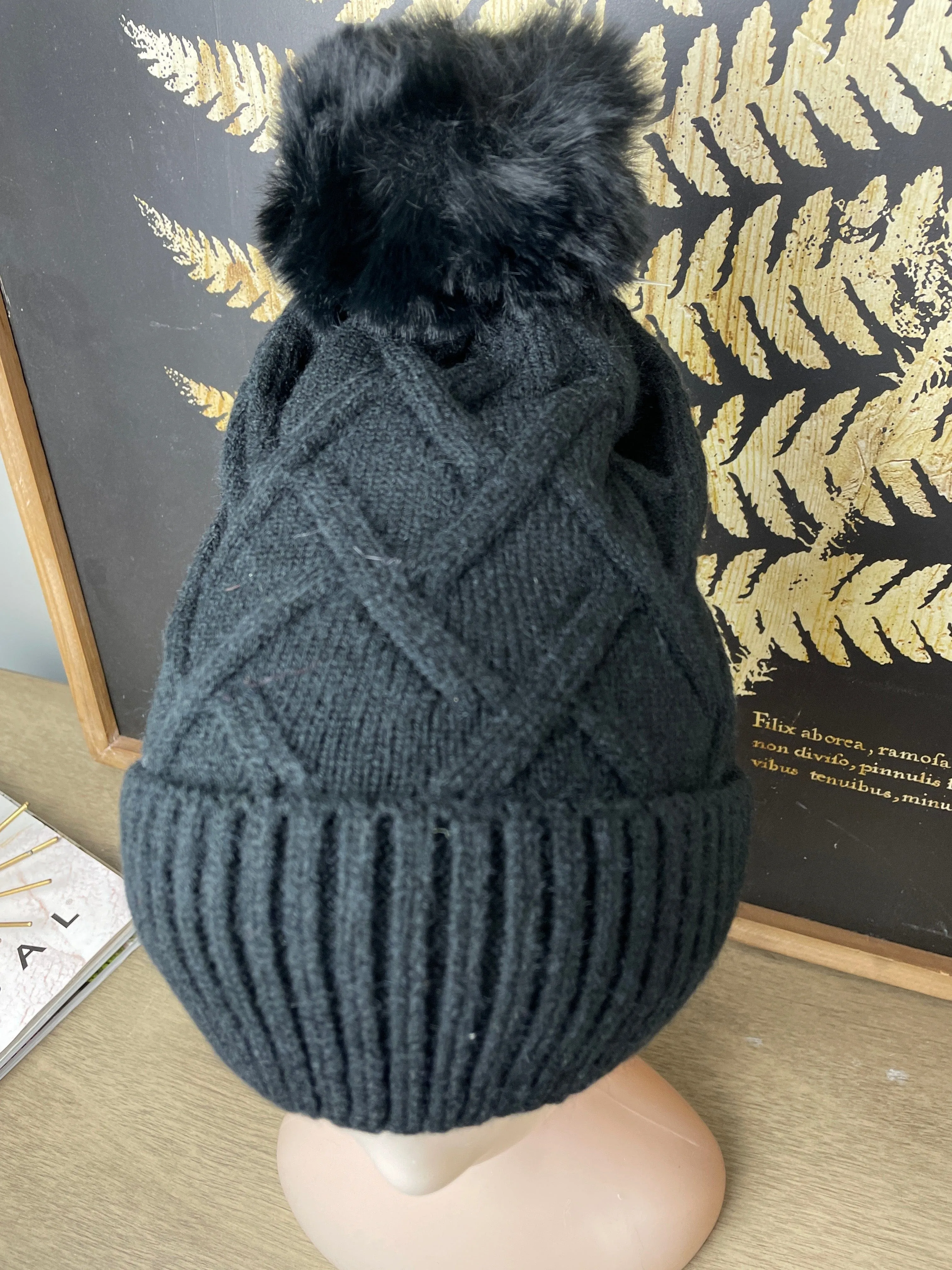 Black Diamond Knit Fleece Lined Hat