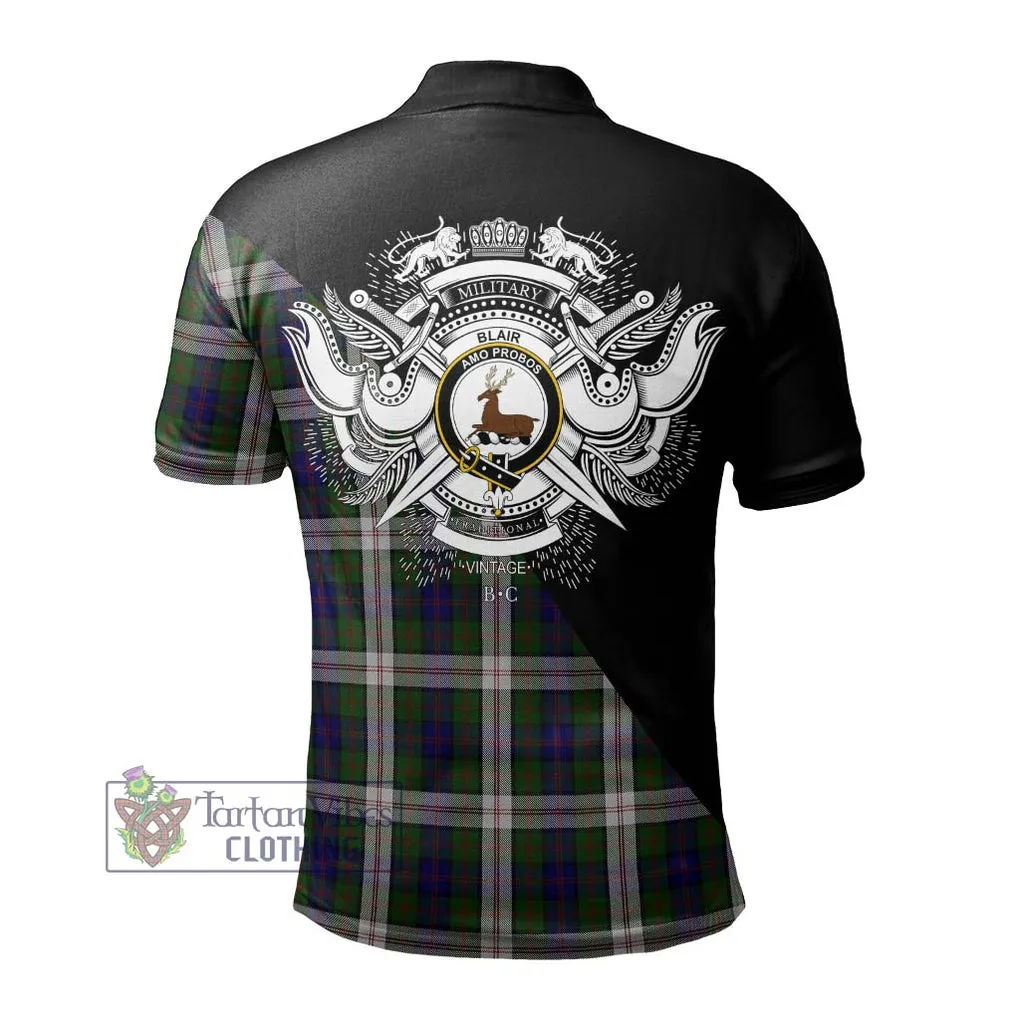 Blair Dress Tartan Polo Shirt with Family Crest and Military Logo Style