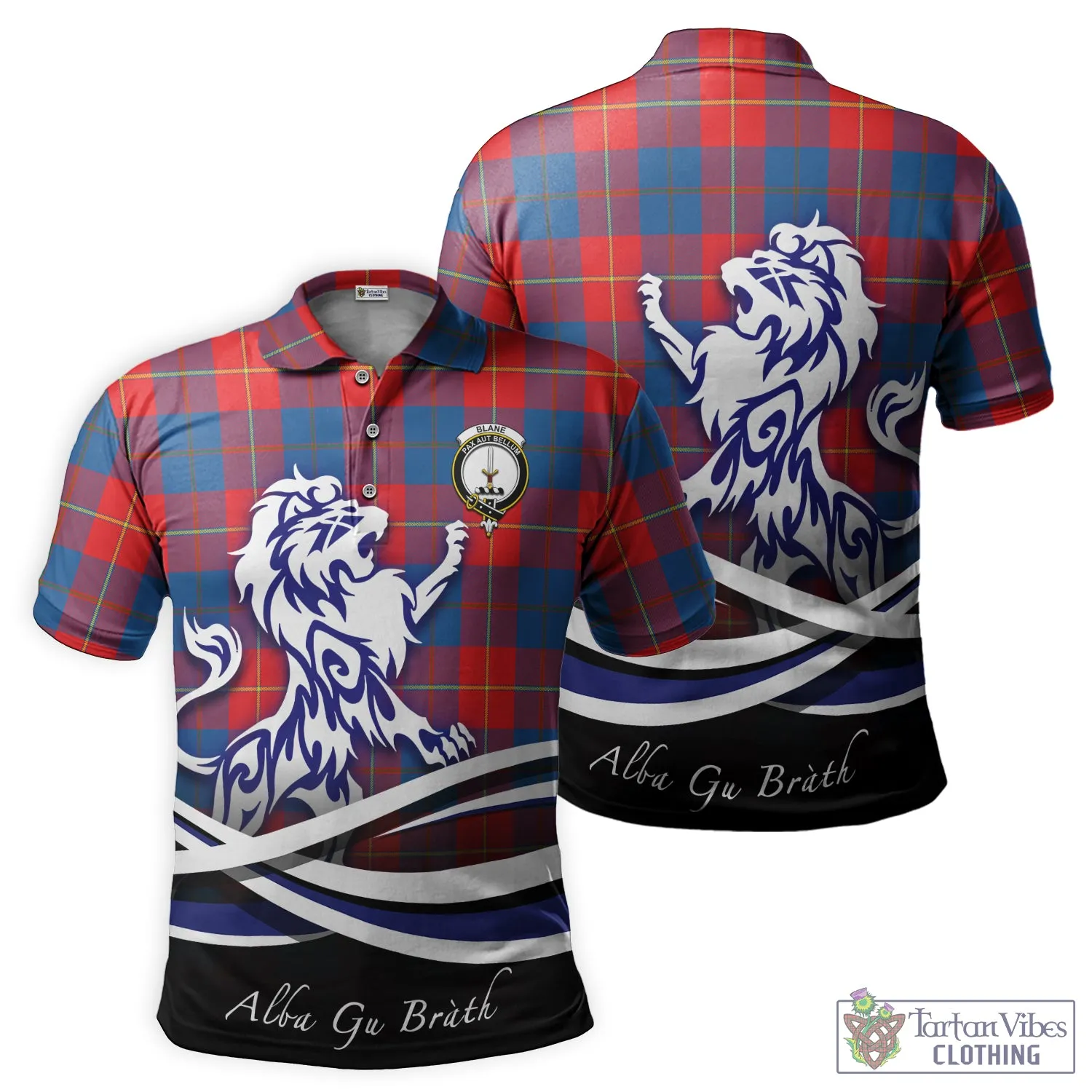 Blane Tartan Polo Shirt with Alba Gu Brath Regal Lion Emblem