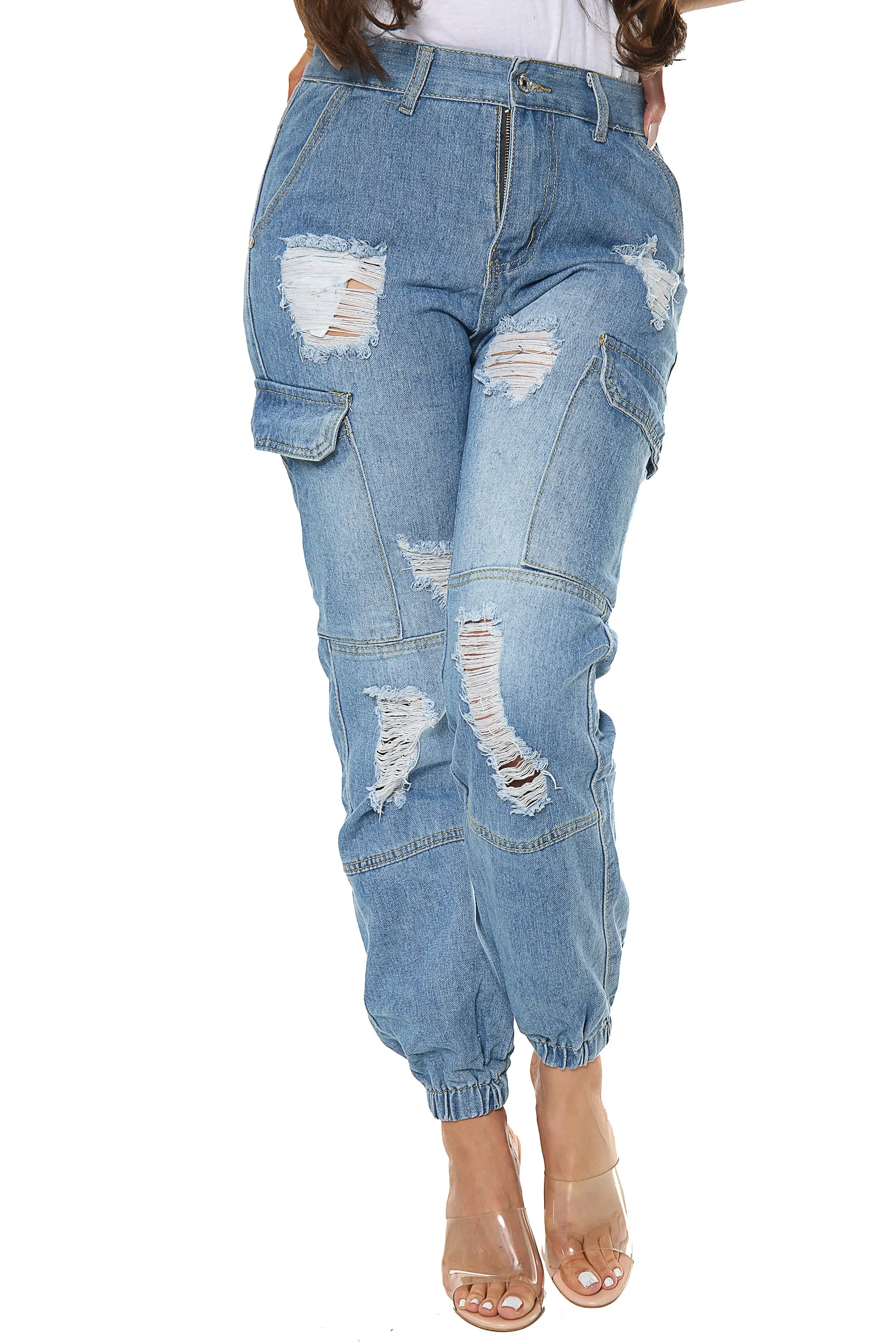 Blue Boyfriend Cargo Jeans