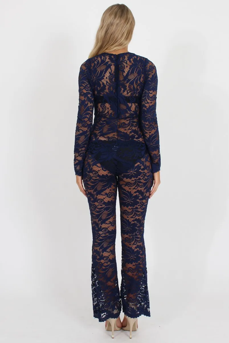 Blue Lace Jumpsuit - Ashanti