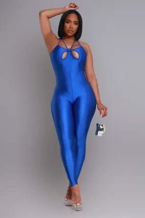 Body On Me Cut Out Halter Jumpsuit - Royal Blue