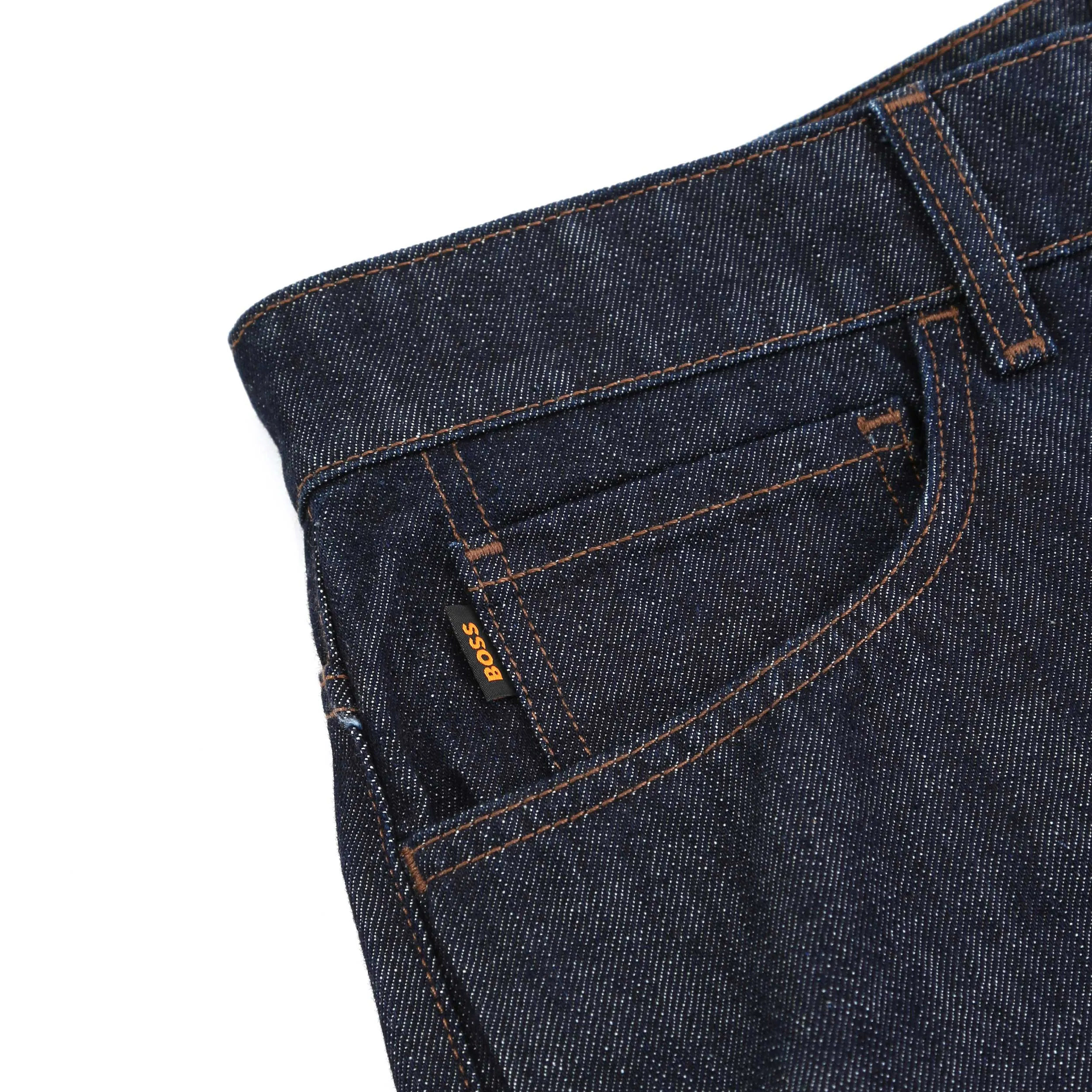 BOSS Re Maine BO BF Jean in Dark Blue Raw Denim