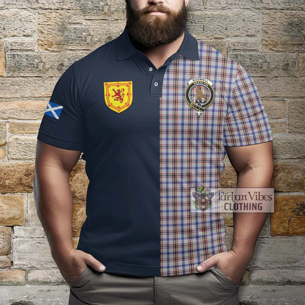 Boswell Tartan Polo Shirt Alba with Scottish Lion Royal Arm Half Style