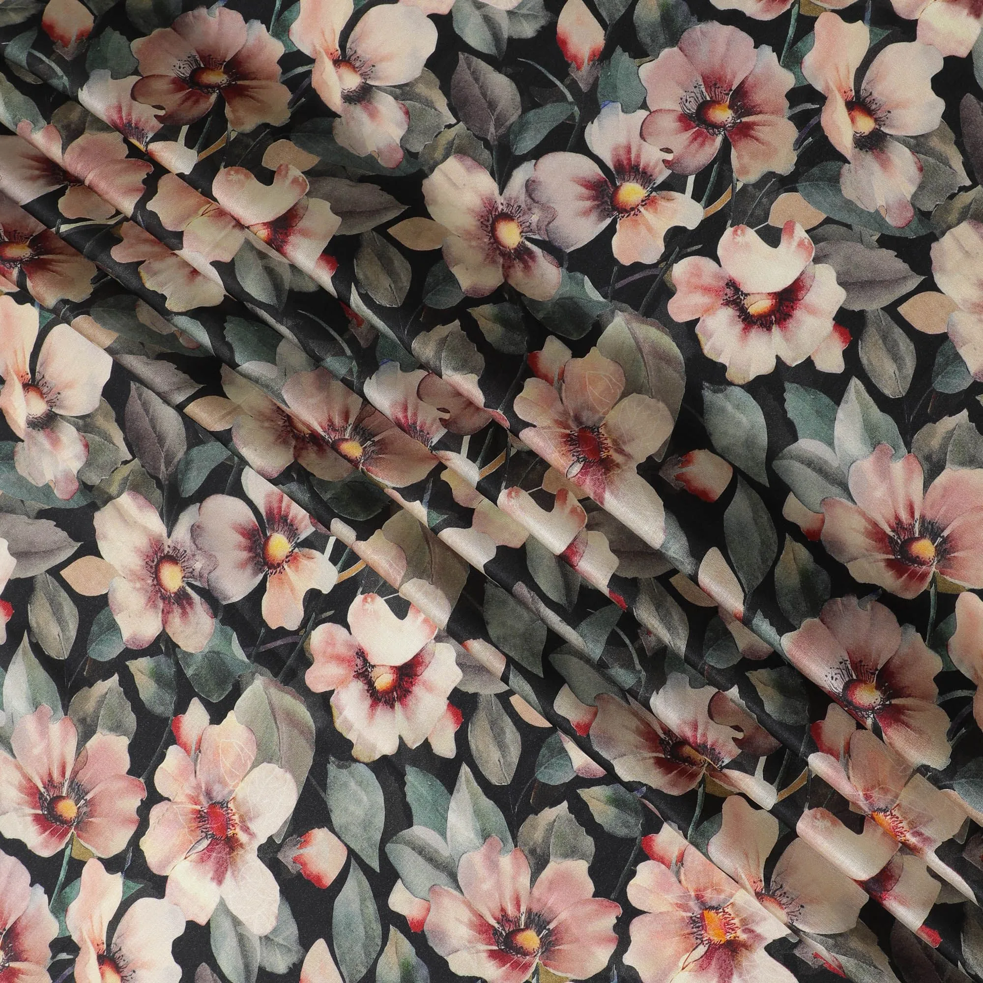 Botanical Blush Viscose Crepe Fabric - 110cm Width - Buy Online for Fashionable Garments-D18217