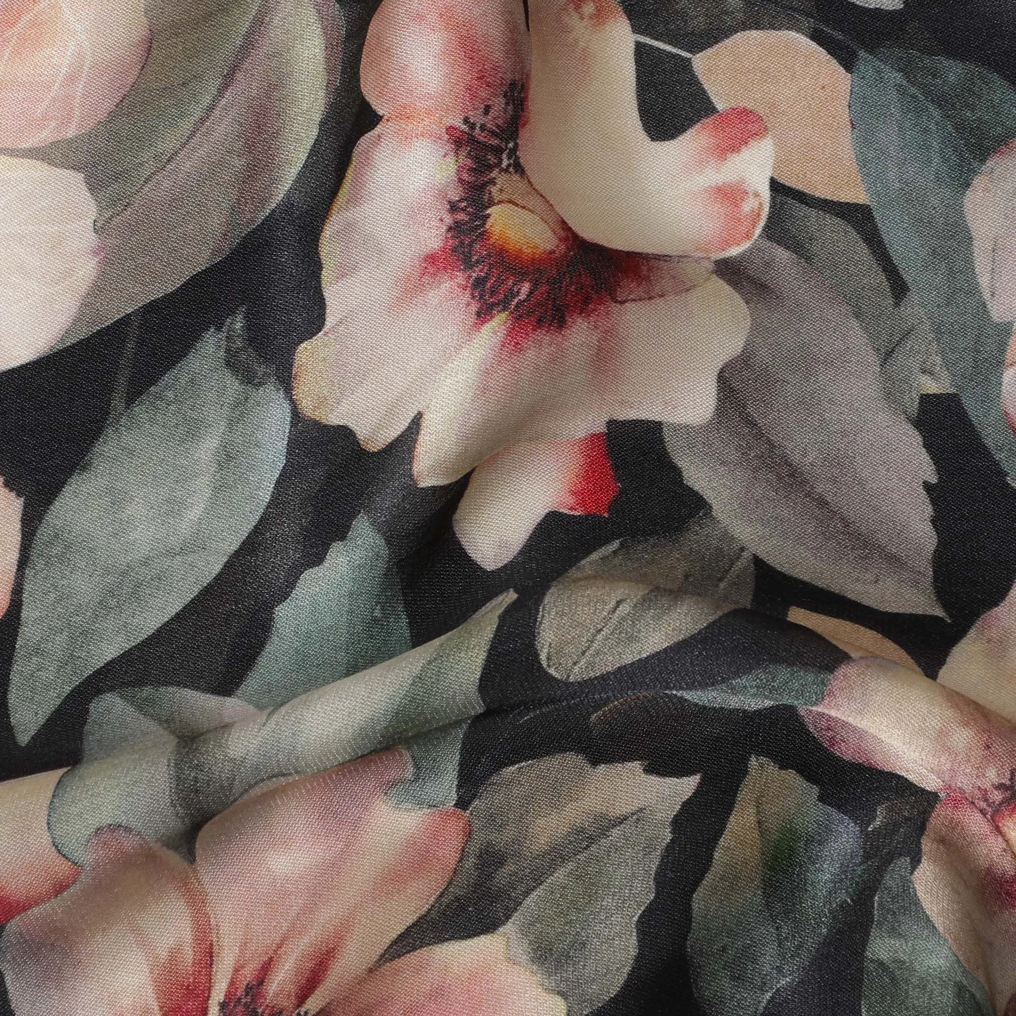 Botanical Blush Viscose Crepe Fabric - 110cm Width - Buy Online for Fashionable Garments-D18217