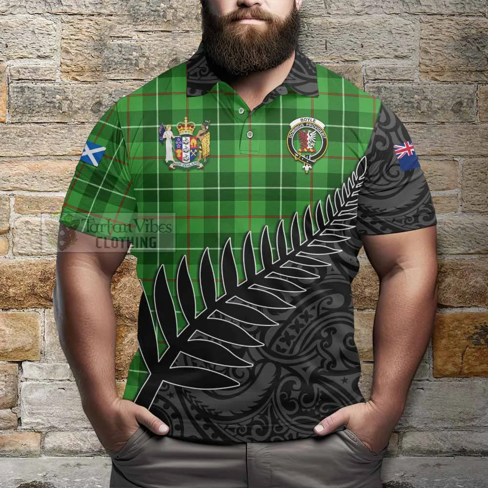 Boyle Crest Tartan Polo Shirt with New Zealand Silver Fern Half Style