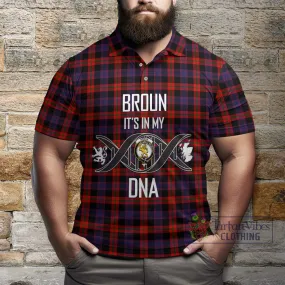 Broun Modern Tartan Polo Shirt with Family Crest DNA In Me Style