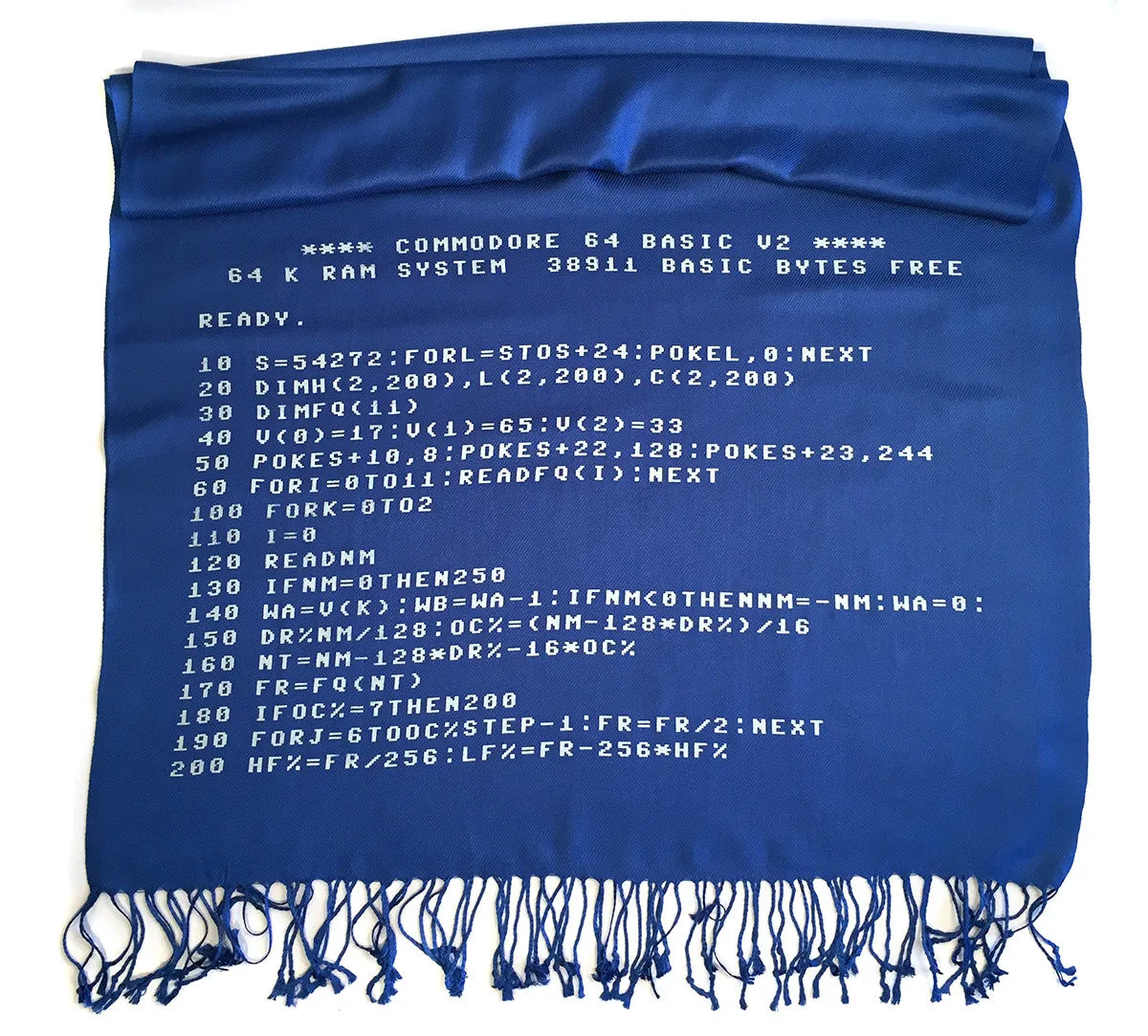 c64 Scarf. Commodore BASIC Code pashmina.