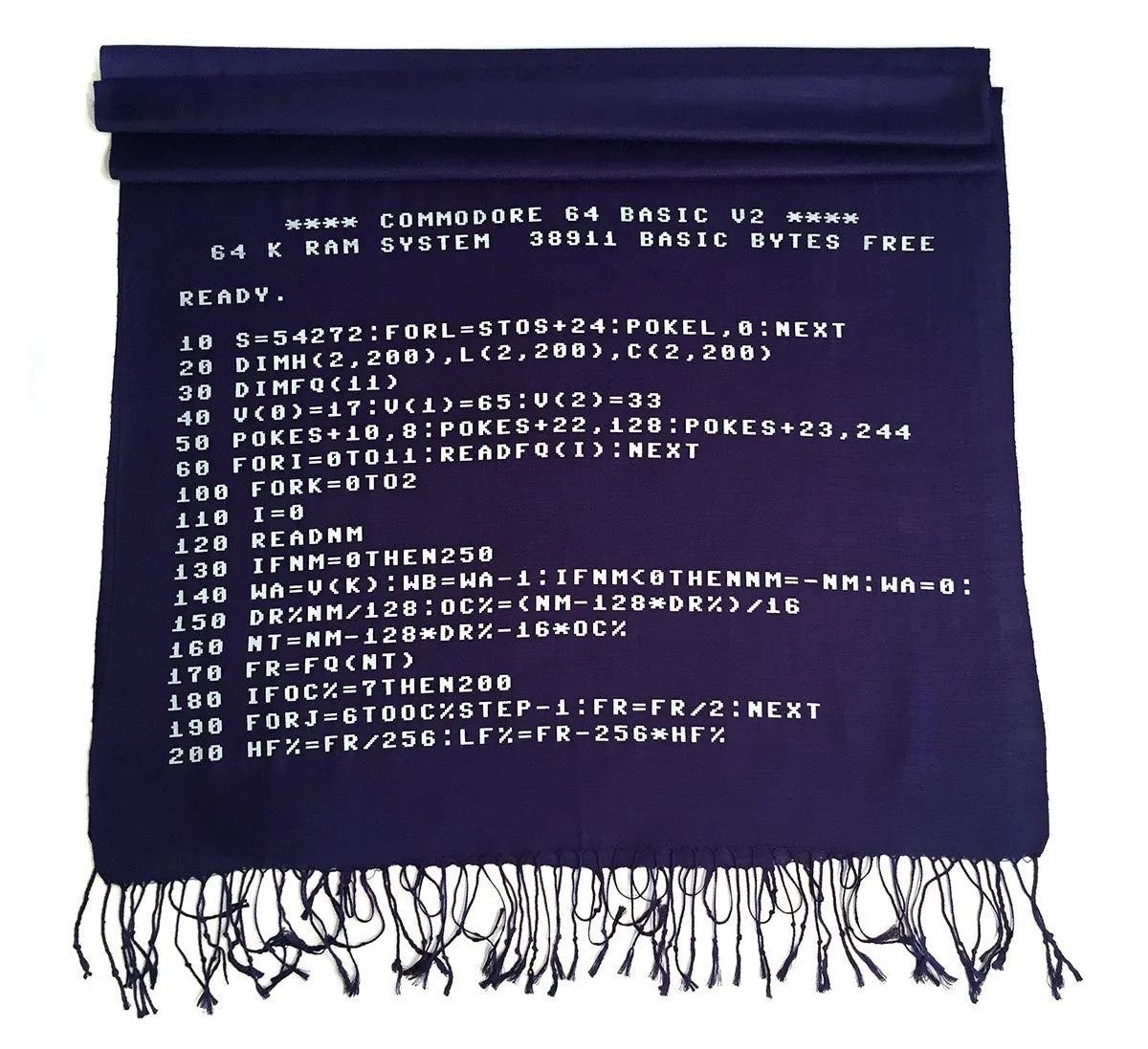 c64 Scarf. Commodore BASIC Code pashmina.