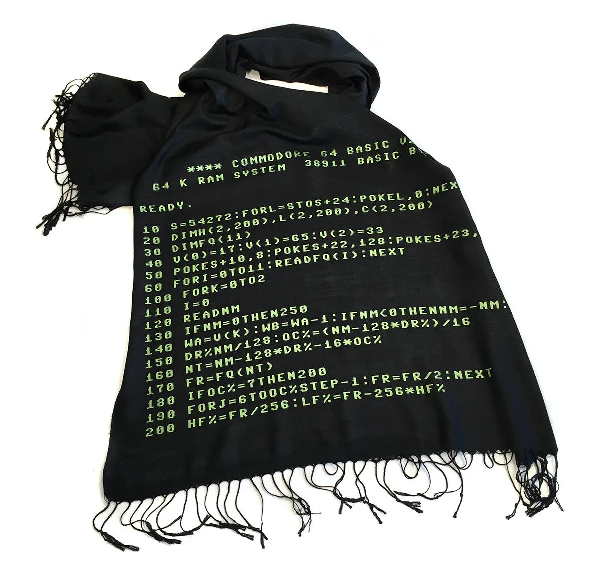 c64 Scarf. Commodore BASIC Code pashmina.