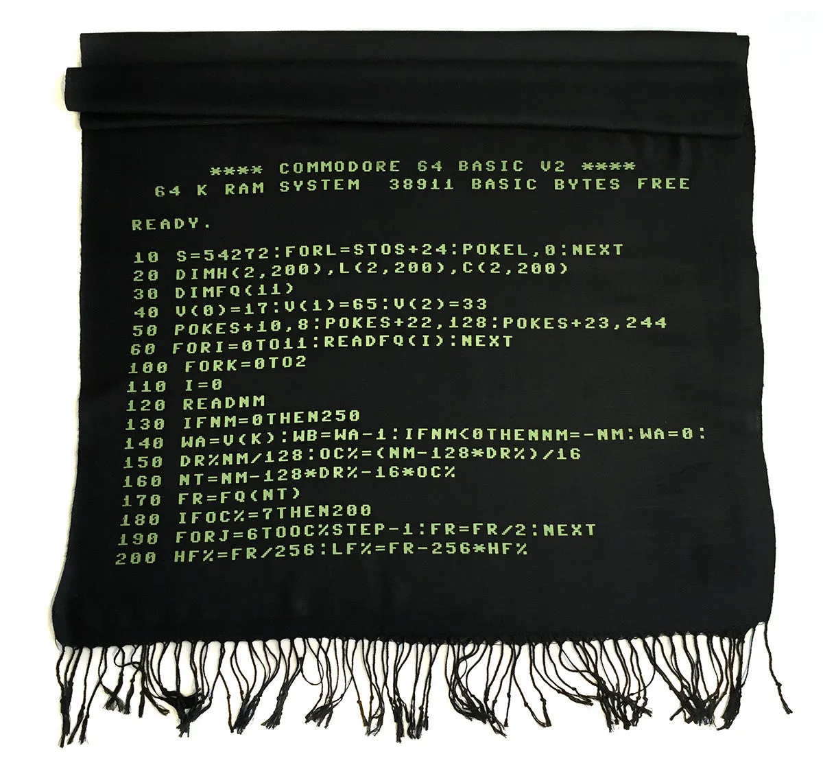 c64 Scarf. Commodore BASIC Code pashmina.