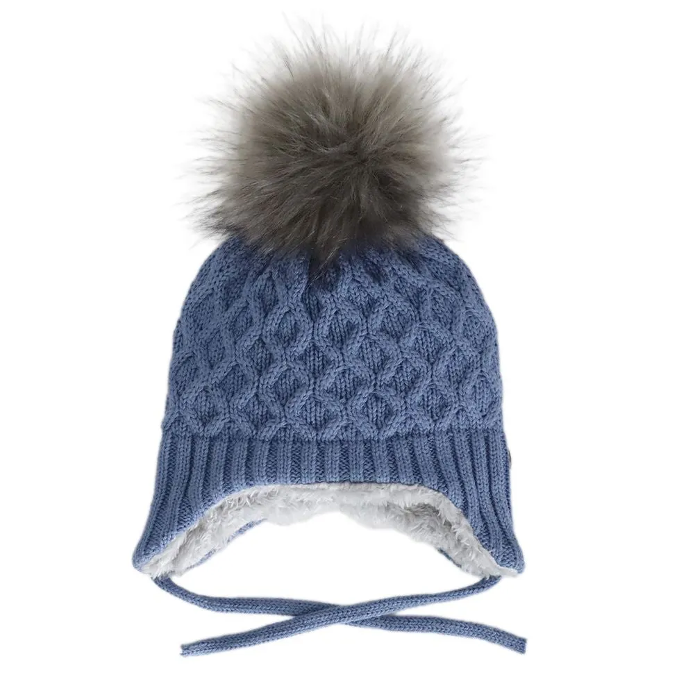 Calikids Cotton Knit Single Pom Pom Baby Winter Hat