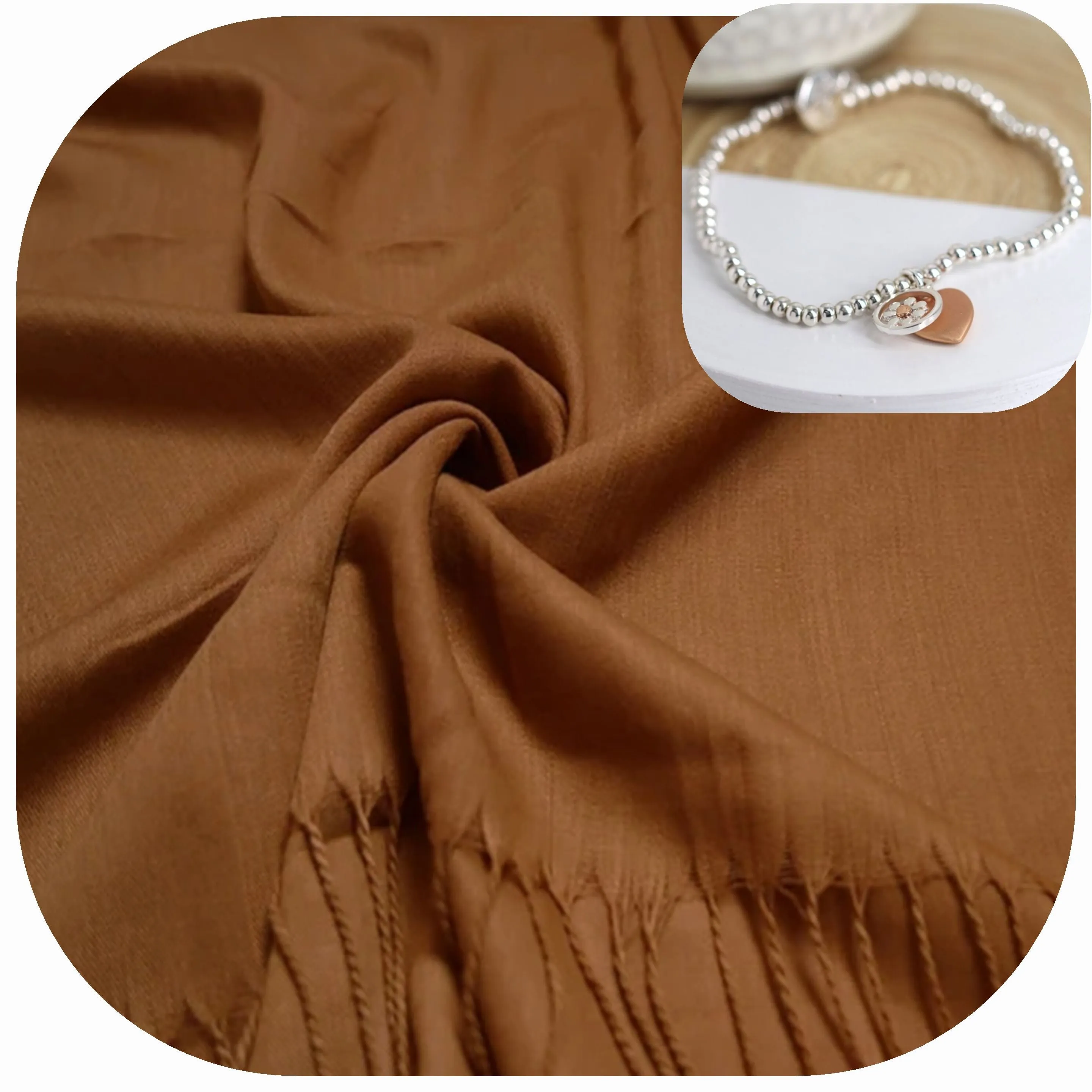 Camel Pashmina & Heart Daisy Bracelet Set