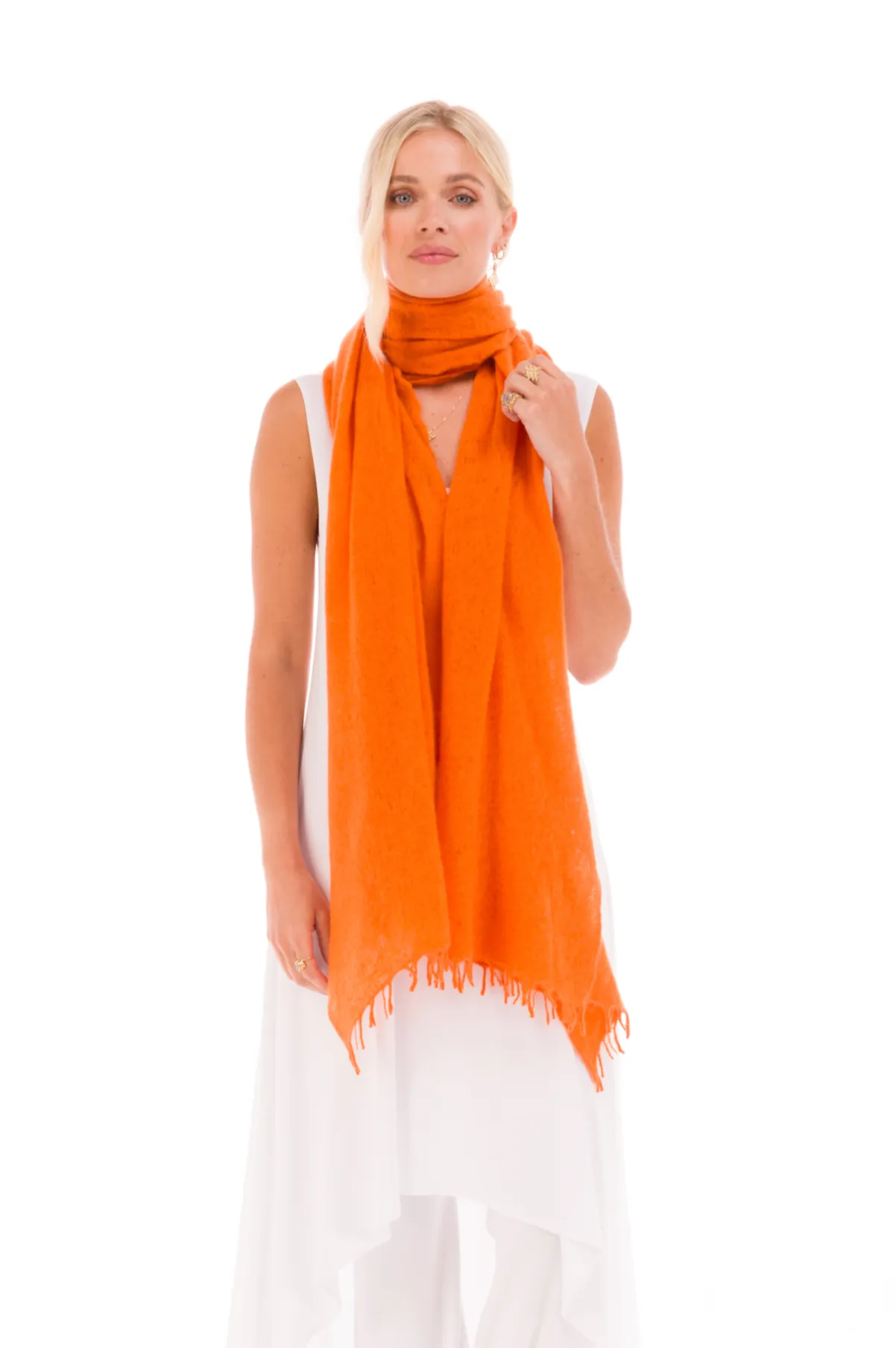 CASHMERE FELTED SCARF ORANGE