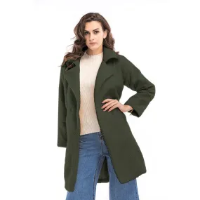 Cashmere Warmth Mid-Length Solid Color Mac Coat