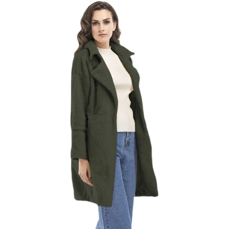 Cashmere Warmth Mid-Length Solid Color Mac Coat